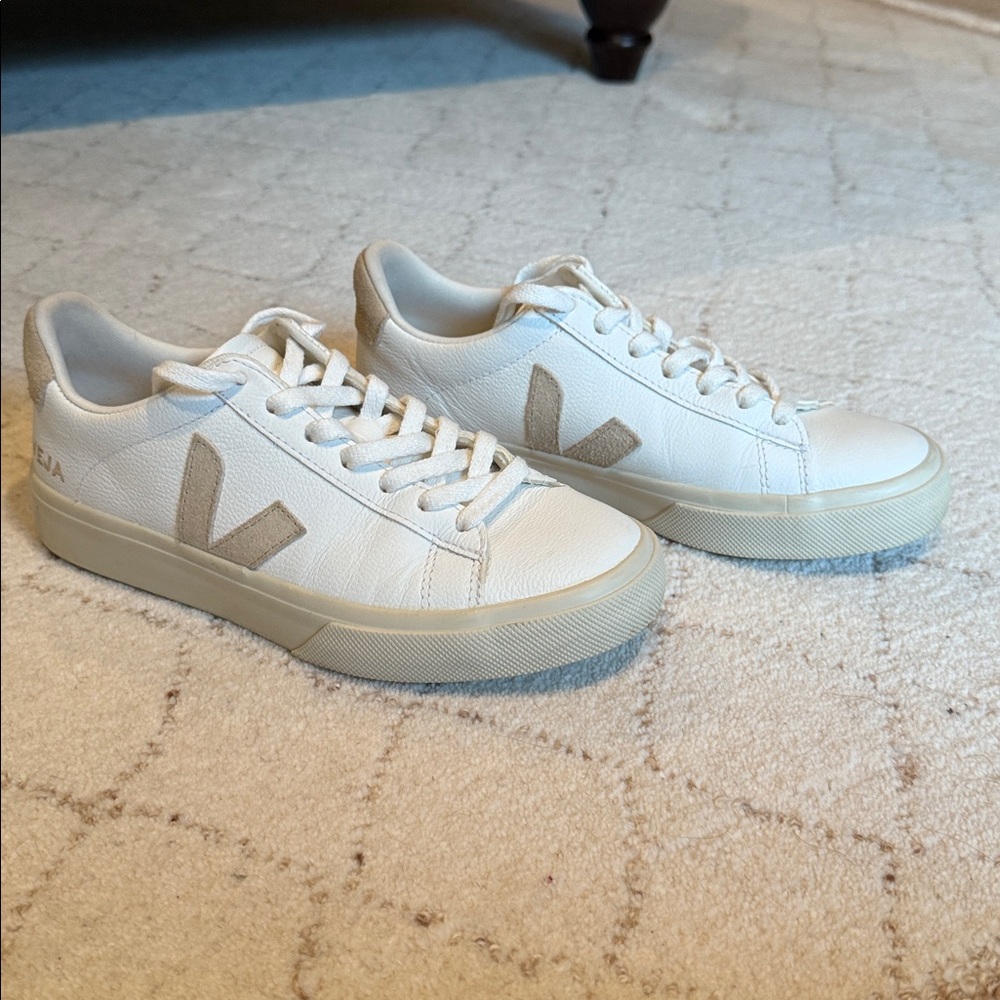 Veja Campo Cream and White Casual Sneakers